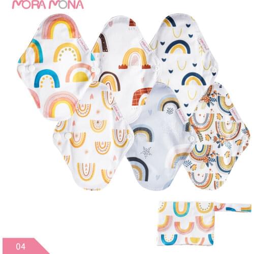 Mora Mona Washable Bamboo Charcoal Menstrual Pads&Reusable Sanitary Napkin With A Waterproof Bag For Ladies Size S 20cm
