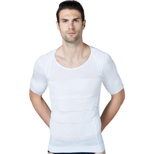 Men Slimming Body Shaper shorts Slevee T-shirts Waist Trainer Tops Tummy Control Shirts Back Correction Abdomen Shaperwear 3XL