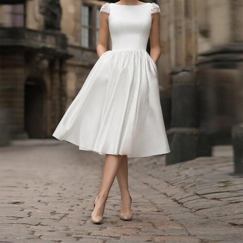 MYYBLE Short Wedding Dresses Cap Sleeve Backless Wedding Gowns Stain Bride Dresses 2021 Wedding Guest Dresses Custom