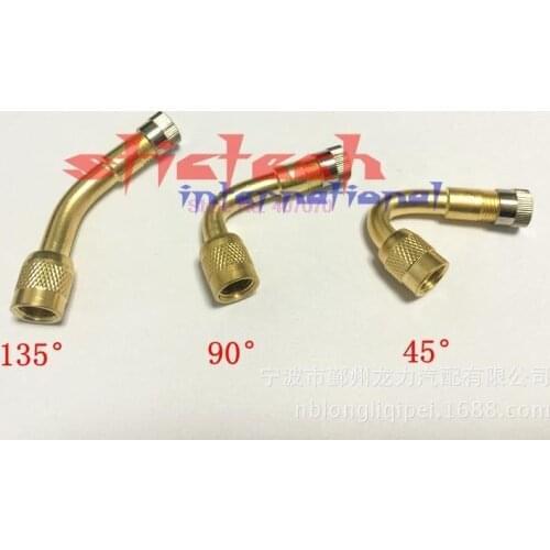 By DHL or Fedex 200pcs Car Motorcycle Tire Brass Valve 45 90 135 Degree Extension Tube Metal Valve Extension 3 angle to choose