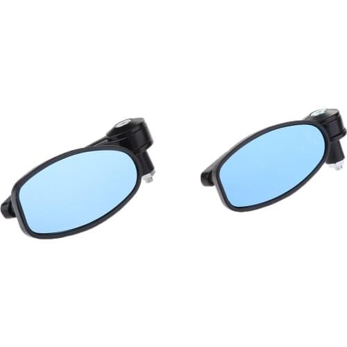 Pair 7/8'' Aluminum Rear View Side Mirror Handle Bar End Oval For Motorcycle
