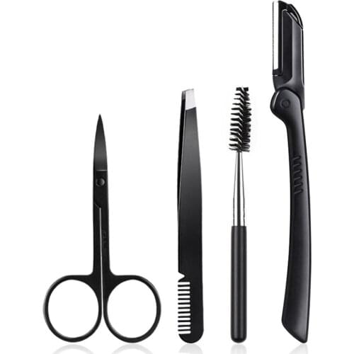 Practical Eyebrow Trimming Scissors Novice Stainless Steel Three-dimensional Beauty Tool Portable Safety Set