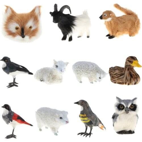 Realistic Cute Faux Fur Farm Zoo Animal Model Figures DIY Home Decor Crafts Collection Toy Teaching Aid