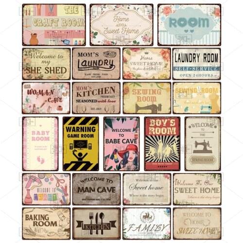 Restaurant Game Room Laundry Room Function Signs Anti-Fading Retro Painting Metal Retro Restaurant Home Decoration Tin Painting