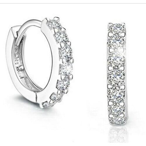 Luxury Jewelry Hot Sale Wholesale 925 Sterling silver AAA Cubic Zirconia Simulated stones Hoop Women Earring For Love Gift
