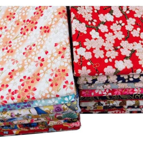 DIY Table Cloth and Patchwork Quilting Home Textile Curtion Material Hot Bronzed Fabric Japanese Style Cherry blossoms Fabric