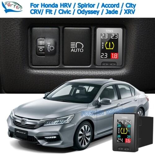 TPMS Tire Digital LCD Display Auto Security Alarm Tyre Pressure For Honda Civic Spirior Accord Fit Odyssey Jade Jazz XRV HRV etc