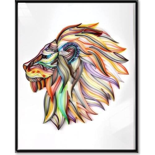 UNIQUILLING 3D Lion Quilling Paper Paintings Wall Art Decor Creative DIY Quilling Paper Crafts Gifts Quilling Paper Tools Kits