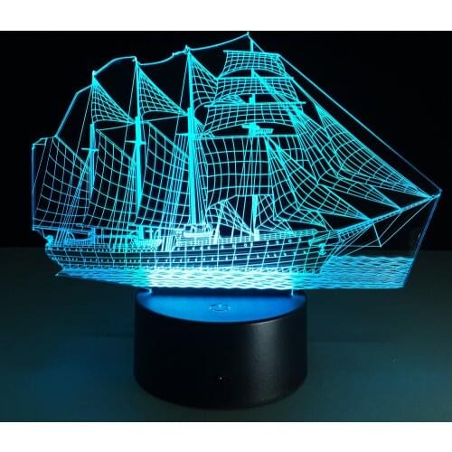 Usb 3d Led Table Lamp Gift PVC 3D colorful Nightlight sailing lamp Luminaria Mesa Led Lamps For Table