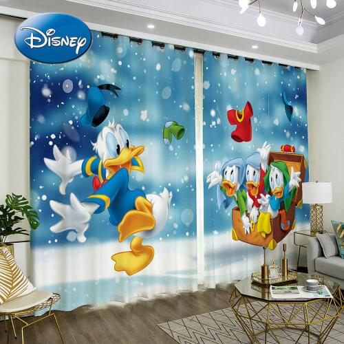 Disney Cartoon Donald Duck Mickey Mouse Blackout Bedroom Bay Window Balcony Boy Girl Room Curtain