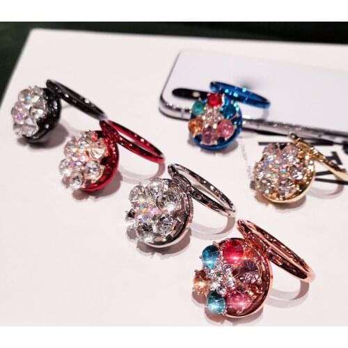 Mobile phone ring buckle bracket diamond-studded female finger buckle multifunctional rotating universal lazy sticky pull ring