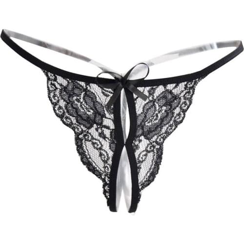 Women Sexy Lace Underwear Open Crotch Exotic Panties G-String T-Back Erotic Lingeries See-Through Hollow Out Thongs
