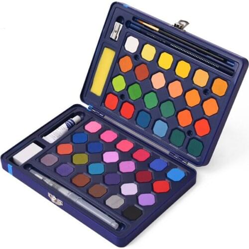 12/18/24/36/48 Colors Macarons Solid Watercolor Set Gouache Pigment Painting Box With Fountain Brush Pen Pencile Art Supplies