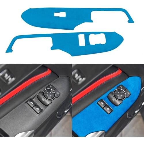 2Pcs Panel Trim Cover Decorative Wear-resistant Durable Car-style Suede Window Switch Panel Decor Sticker for Ford Mustang 2015