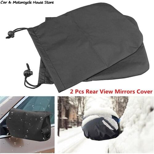 2Pcs Snow Ice Winter Waterproof Cover High Quality Black Auto Car Rear View Side Mirror Frost Guard