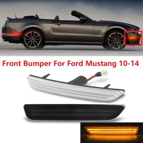 2Pcs Amber LED Front Bumper Side Marker Fender Repeater Light For Ford Mustang 2010 2011 2012 2013 2014