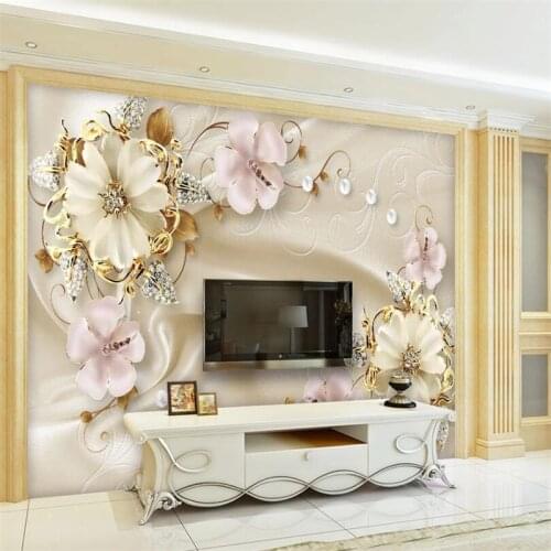 Beibehang Custom wallpaper 3D mural gorgeous European jewelry art TV background wall 5d mural living room bedroom 8d wallpaper