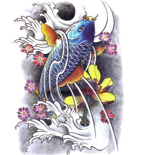 5pcs dragon carp Temporary Tattoo Sticker full back fish waterproof temporary Tattoos Men Women Fake Tattoo henna tattoo tatoo
