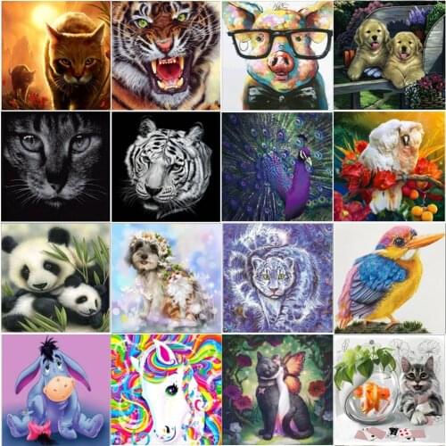 5D diamond painting full diamond cute animal round diamond embroidery mosaic home decoration pattern DIY handmade new year gift