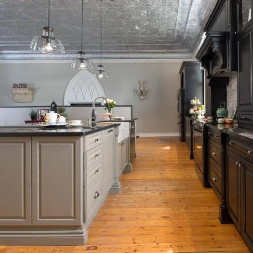 American Classic Design Black Color Solid Wood Raised-Panel Custom Kitchen Cabinets