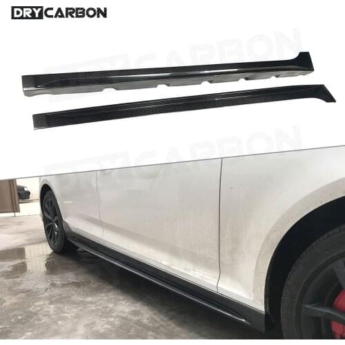 Carbon Fiber Side Skirts Aprons For Audi A4L S4 B9 Sedan 2017 2018 FRP Door Bumper Lip Cover Guard Car Styling