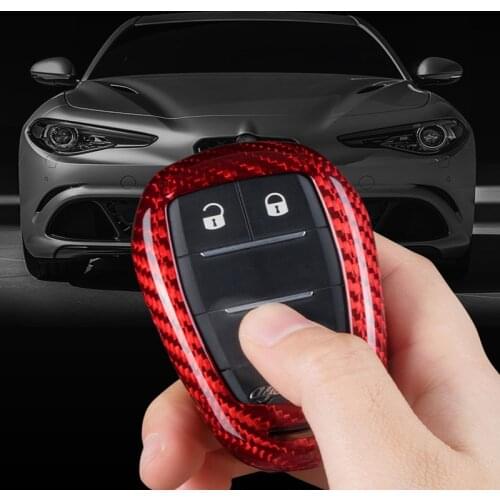 Carbon fiber key case key protection decorative shell For Alfa Romeo Giulia Stelvio Car key case