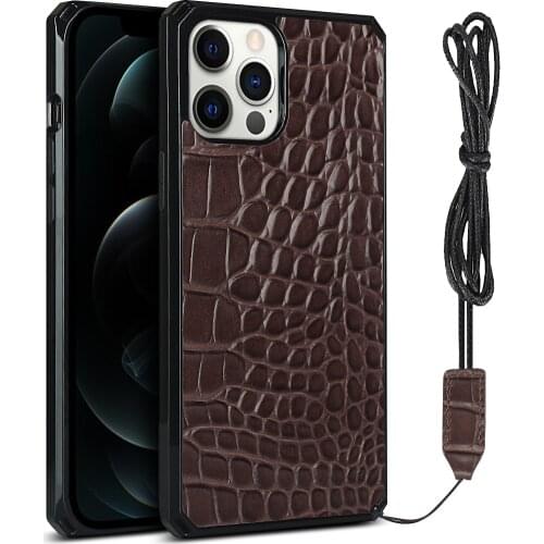 Coque For iPhone 12 Mini 11 pro max SE 2020 7 8 Plus X XR XS Max Case Cover Flip Crocodile pattern Leather Phone Cases lanyard