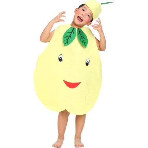 Children Halloween Party Fruit Vegetable Cartoon Pear Costume Performance Clothing Hat+clothes