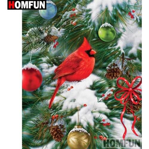 HOMFUN Full Square/Round Drill 5D DIY Diamond Painting "Bird snow scene" 3D Diamond Embroidery Cross Stitch Home Decor A21341