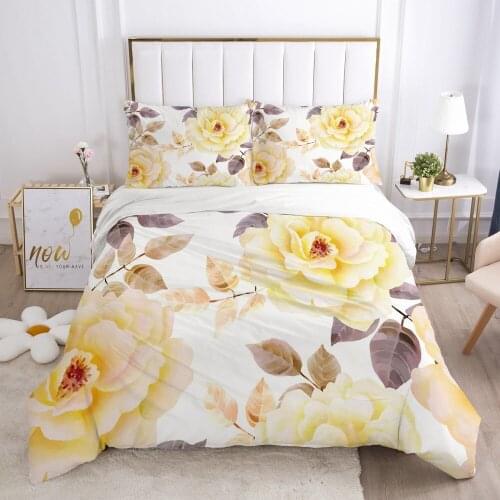 3D Bedding Sets Quilt Covers Pillow Shams Duvet Cover Sets Bedclothes Bed Linens King Queen Full Simple Flower Home Textile