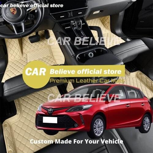 Leather Car Floor mats for Toyota Vios Yaris 2014 2015 2016 2017 2018 2019 2020 2021 Carpets Rugs Pads Accessories
