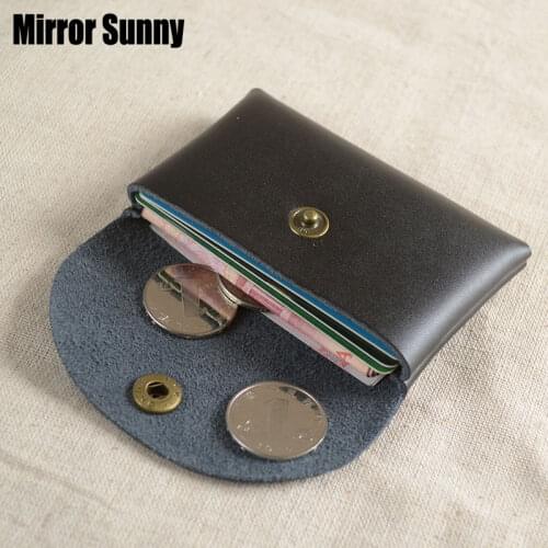 Creative Mini Ladies Ultra-thin Small Card Bag Coin Purse Coin Bag Buckle Cowhide Leather Small Wallet Mens Bus Card Holder