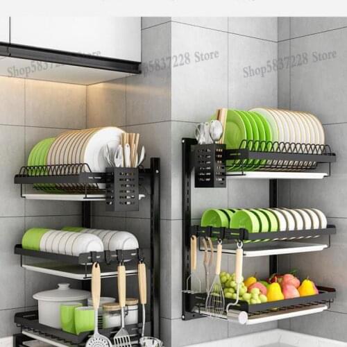 Stainless Steel Kitchen Shelf, Dish Rack, Wall Hanging Type, Dish, Plate, Tableware, Storage Box, Chopsticks, Drain Rack