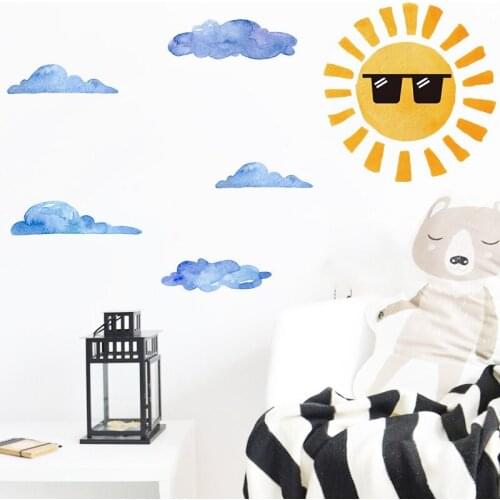 Cartoon Cloud Sun Wall Stickers for Kids Room Decoration Nursery Mural Wall Decor Kindergarten DIY Vinyl Decals Self Adhesive