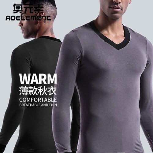 Mens autumn clothes New autumn and winter Thin modal autumn clothes Slim V-neck base underwear thermal underwear men