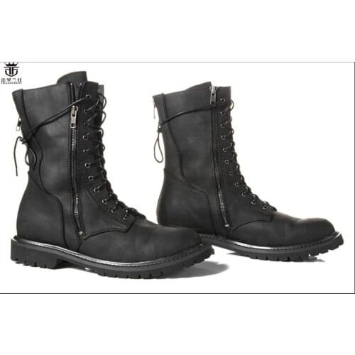 FR.LANCELOT 2020 winter men boots fashion style chelsea boots lace up real leather motorcycles booties thick heel boats mujer