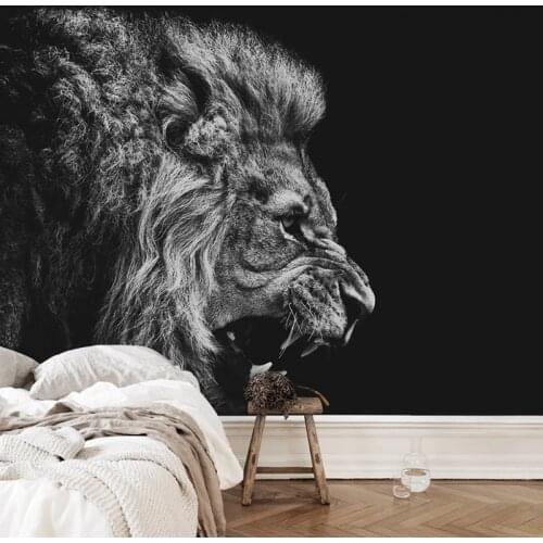 Custom Photo Wallpaper Modern Personality Black And White Lion Mural Living Room TV Sofa Backrgound Wall Animal Papel De Parede