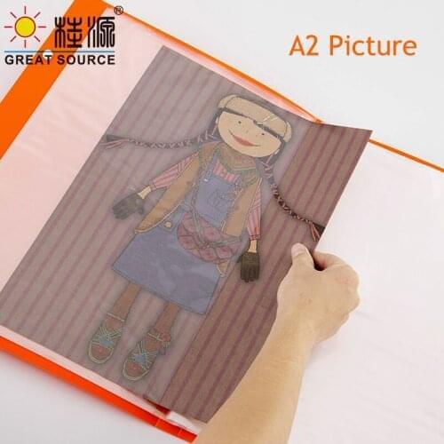 8K Painting Display Folder With Handle Sketch Presentation Book 60 Transparent Pockets Candy Color 460*345mm(18.11"*13.58")
