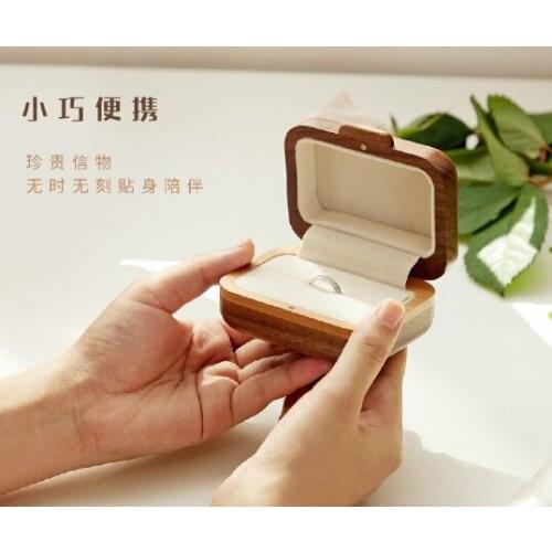 Solid wooden gift with travel jewelry ring storage box J03