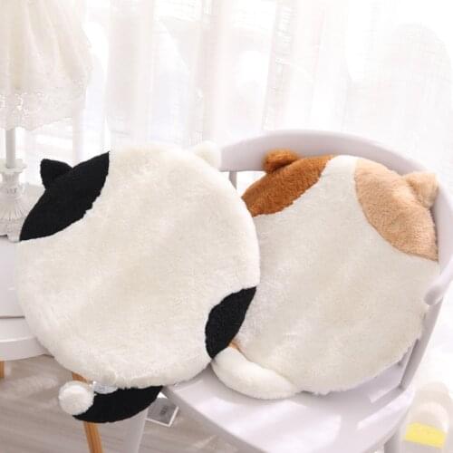Chair Pillow Cushion Cute Cat Seat Sofa Decor Home Memory Foam Imitation Rabbit Fur Student Office Wash Cartoon Plush Cojines