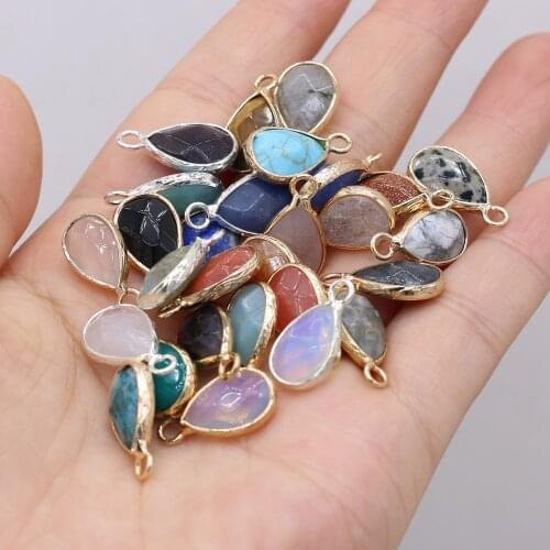 2021 new fashion natural stone semi-precious stone drop-shaped gilt edgefor Jewelry Making DIY Accessories Fit Necklace Earrings