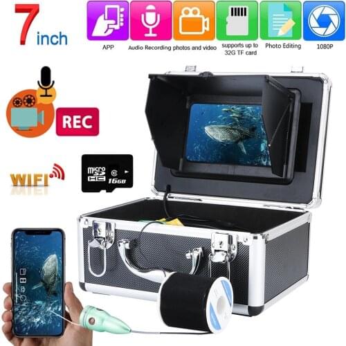 7 Inch WIFI Wireless HD 1080P Fish Finder Underwater Fishing Camera 16GB Video Recording DVR +15M 6W IR Camera Touch Screen