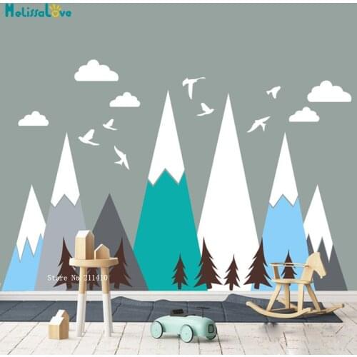 DIY Self-sticking Mountain Stickers Wall Decal For Baby Room Bird Decals Art Nursery Mountains Decor Home Interior Murals YT5309
