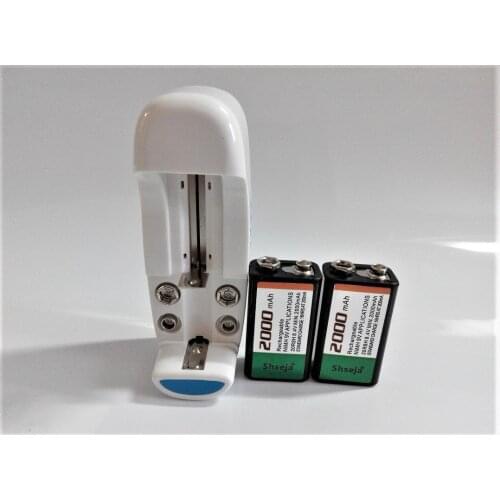 SHSEJA 2PCS 9V Ni-MH 2000mAh rechargeable battery pack+Universal 9v aa aaa 18650 cr123a battery charger