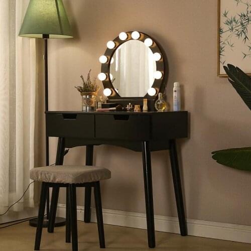 Nordic Dresser For Bedroom Dressing Table Small Apartment Modern Minimalist Single Mini Dressing Table With Light Mirror HWC
