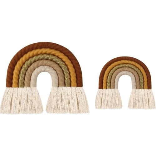Home Decoration Rainbow Handmade Weaving Ornament Nordic Kids Room Wall Hanging Macrame Rainbow Hanging