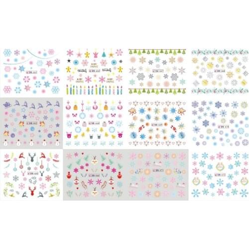 UPRETTEGO 12 PACKS / LOT NAIL ART BEAUTY WATER DECAL SLIDER NAIL STICKER XMAS CHRISTMAS SNOW FLAKE BALL BN661-672