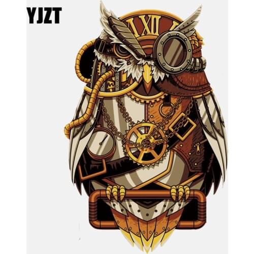 YJZT 10.5CM*16.1CM Stylish Mechanical Pirate Owl PVC High Quality Car Sticker 11-01315