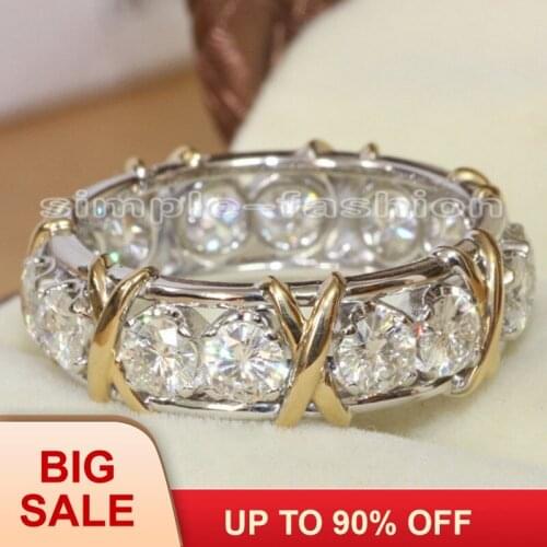 Fashion Jewelry Women Engagement Jewelry Gem 5A Zircon stone 10KT White Yellow Gold Filled Wedding Band Ring Sz 5-11