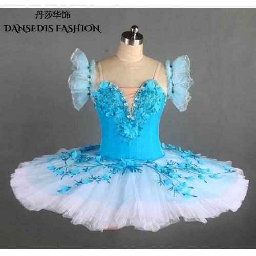 Female Blue Bird Classical Pancake Ballet Tutu Skirt,Girls Ballerina Professional Competition/Performance Stage Dance Costume